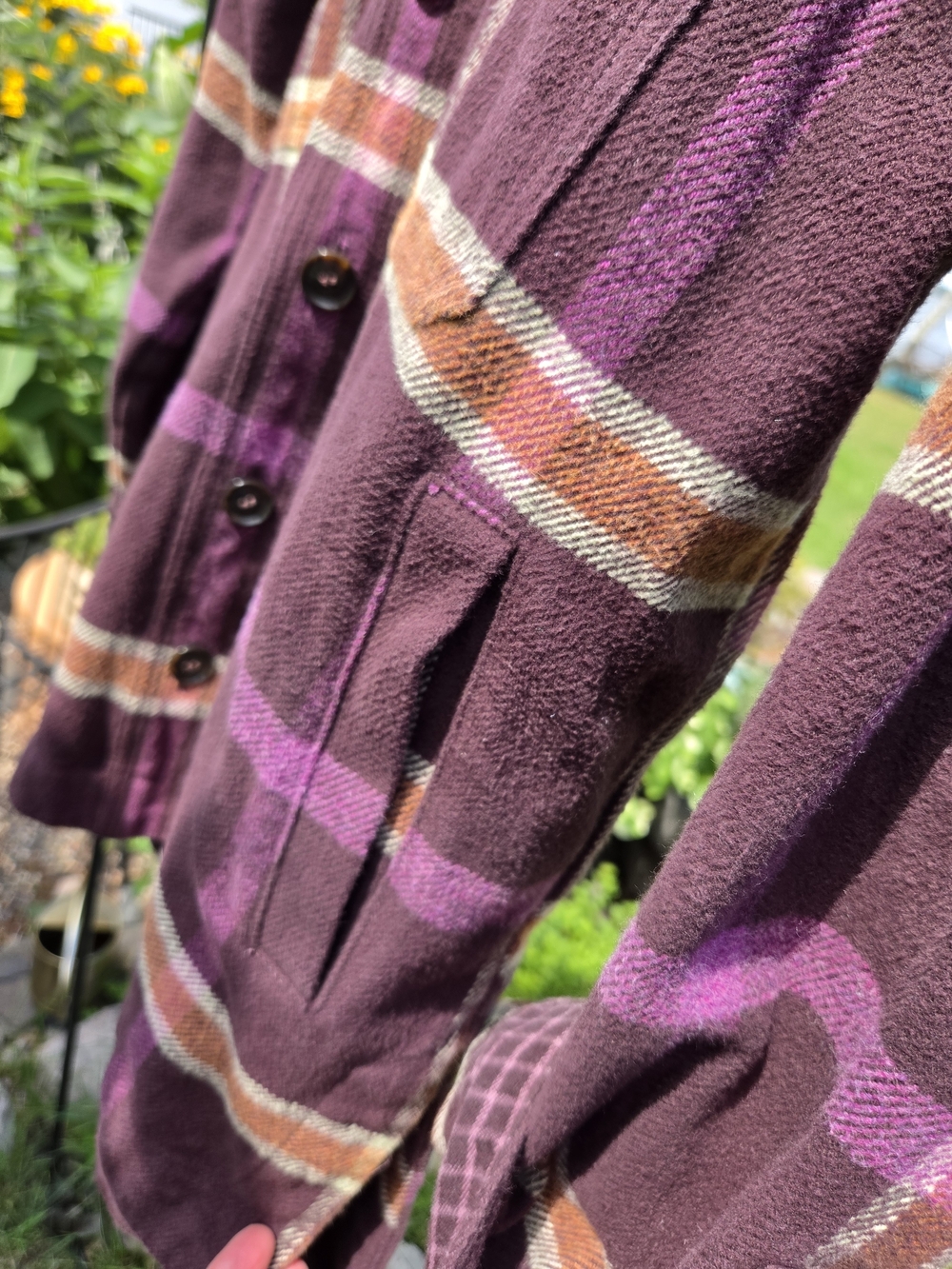Madewell 100% Cotton Plum Plaid Flannel Shacket - Picture 5 of 6